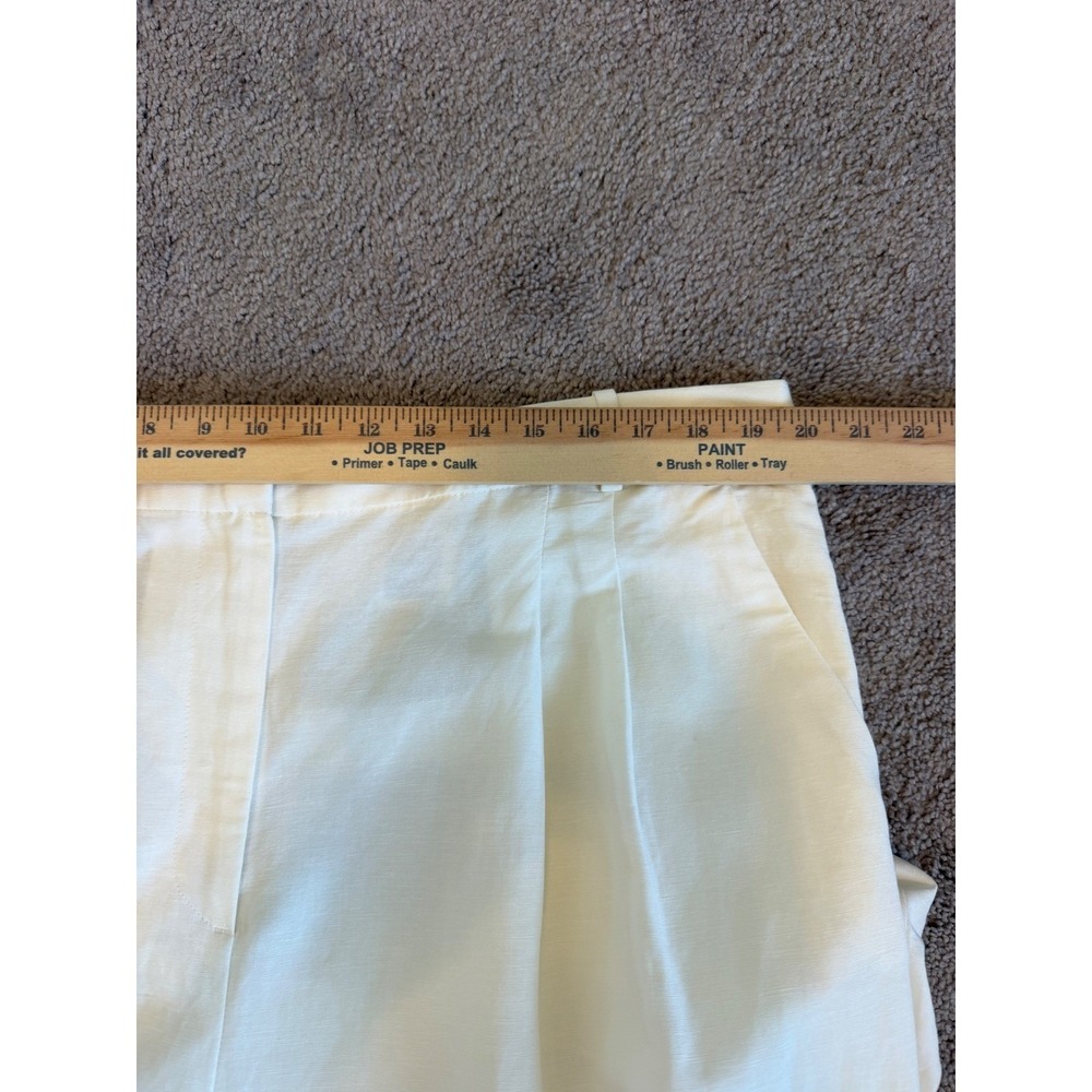 HM Women Off White Linen Blend Wide Leg Pleated Trousers Pants Size 18 NEW - Picture 8 of 10
